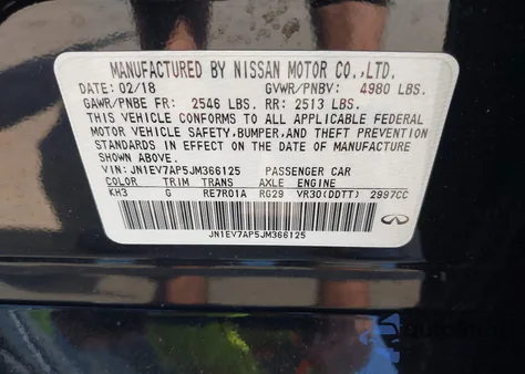 2018 Infiniti Q50 3.0T Luxe z USA, uszkodzony, nr VIN JN1EV7AP5JM366125